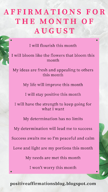 Positive Affirmations for August