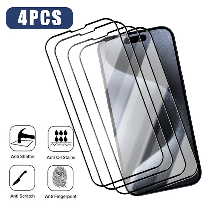 Ultimate Protection for Your iPhone: 4PCS Full Cover Protective Glass for iPhone 15, 14, 13, 12, 11 Pro Max, 13 Mini, and SE 2022