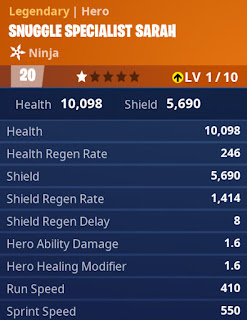 Snuggle Specialist Sarah legendary hero stats