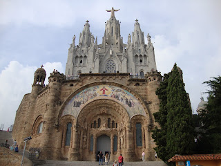 Church at the top of Mount Tibidabo in Barcelona, Spain