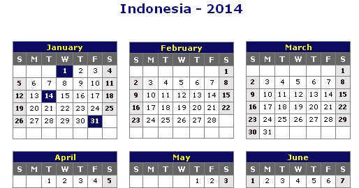 Kalender di tahun 2014