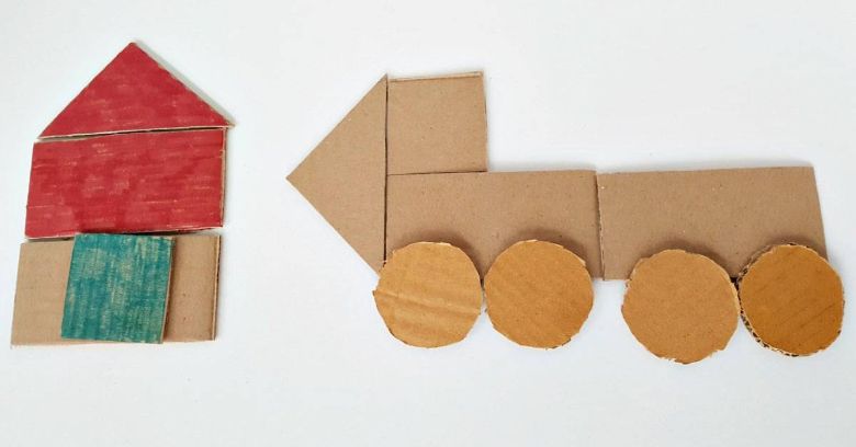 toddler shapes cardboard box craft