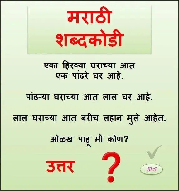 लहानपाणी अजी अजोबा अपनाला कोडी घालत असत आणि त्याचे उत्तर विचारत असत पण आपल्याला त्याचे उत्तर क्वचितच महिती असे. मराठी शब्दकोडी | Marathi Shabd Kodi