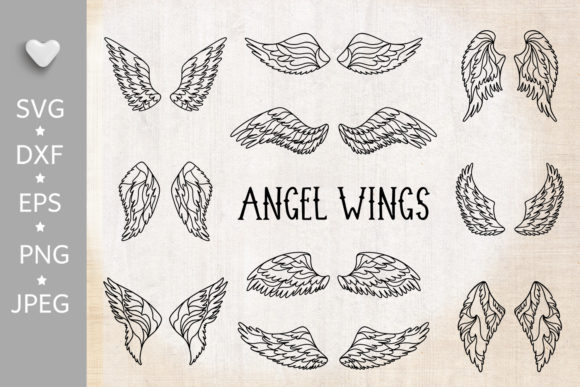 Download Angel Wings Set SVG for Cricut Compatible with Cameo Silhouette Studio, Cricut and other cutting machines for any crafting projects.
