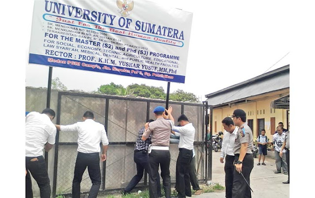 Kasus Ijazah Palsu, Plang University of Sumatera Dibongkar