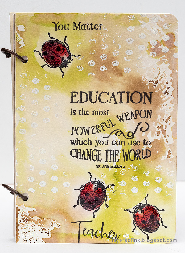 Layers of ink - DIY Ladybug Notebook Tutorial by Anna-Karin Evaldsson with Tim Holtz Entomology stamps