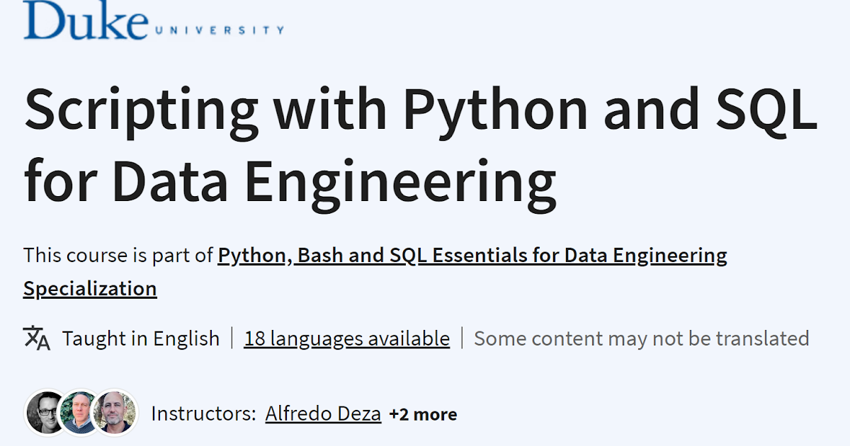 Scripting with Python and SQL for Data Engineering ~ Computer Languages ...