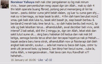 Testimoni Vivix Shaklee operation fibroid