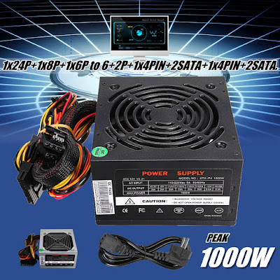 1000W Power Supply PSU PFC Silent Fan ATX 24-PIN PC Computer Gaming AU 