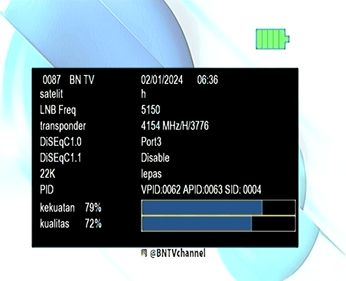 Frekuensi Siaran Magna TV, BN TV, dan Metro TV HD di Receiver Mpeg4 Satelit Telkom 4 C-Band