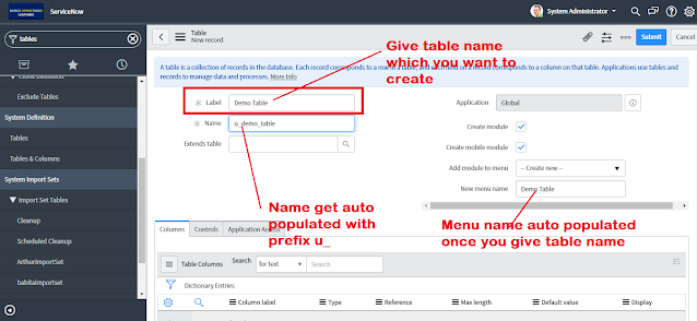 servicenow base table, servicenow core table, servicenow custom table