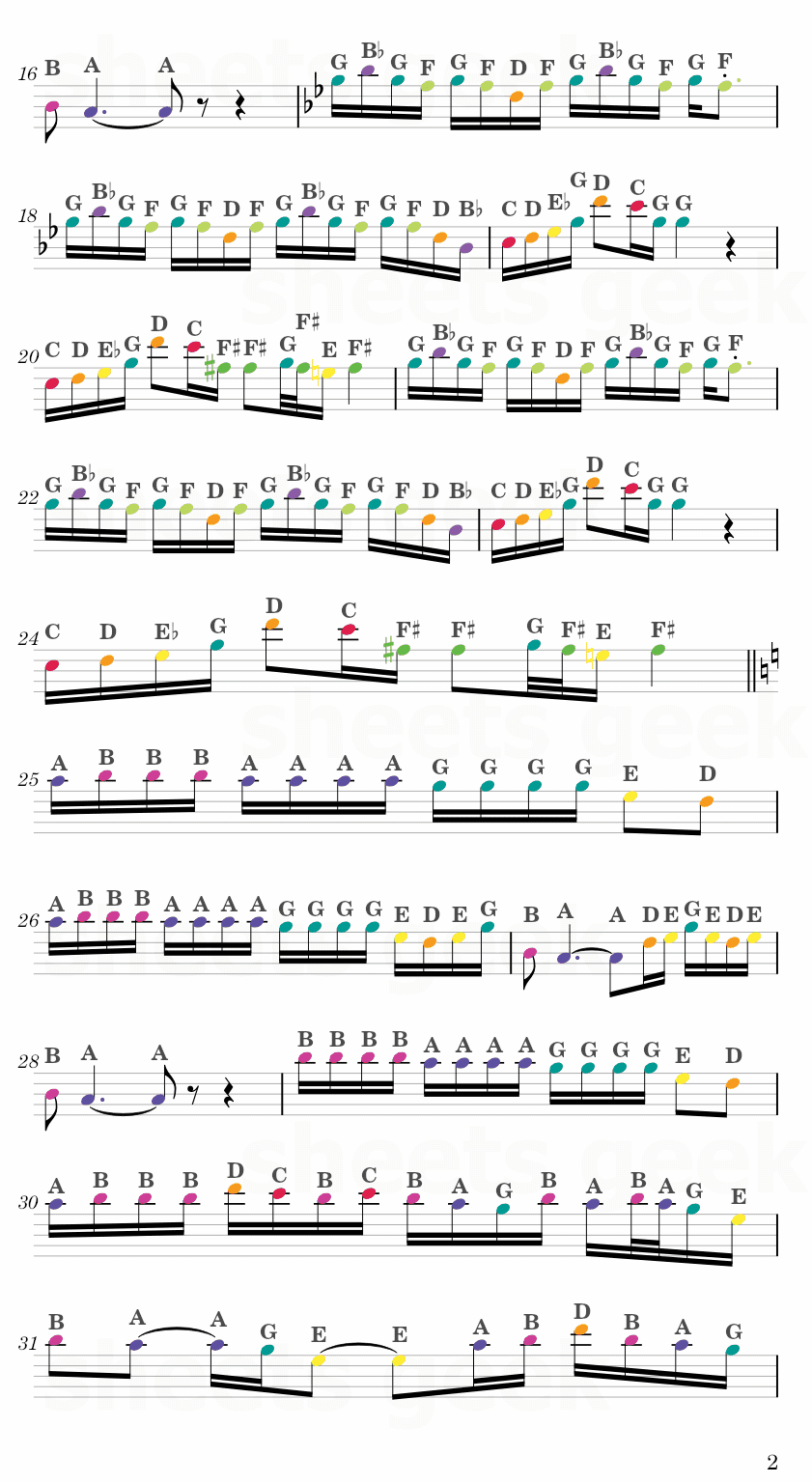 Shinunoga E-Wa - Fujii Kaze Easy Sheet Music Free for piano, keyboard, flute, violin, sax, cello page 2