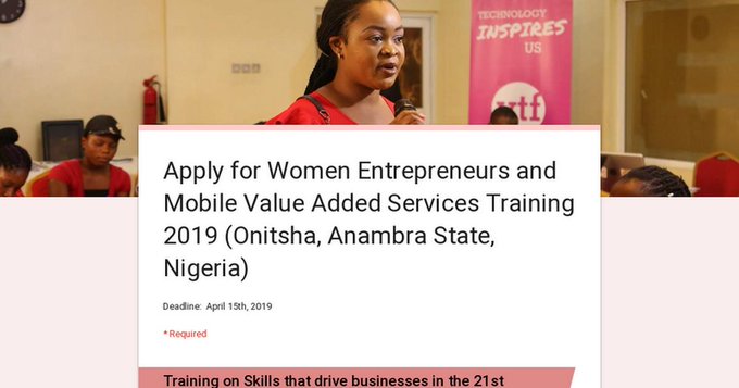 Apply for Women Entrepreneurs and Mobile Value Added Services Training 2019 (Onitsha, Anambra State, Nigeria)