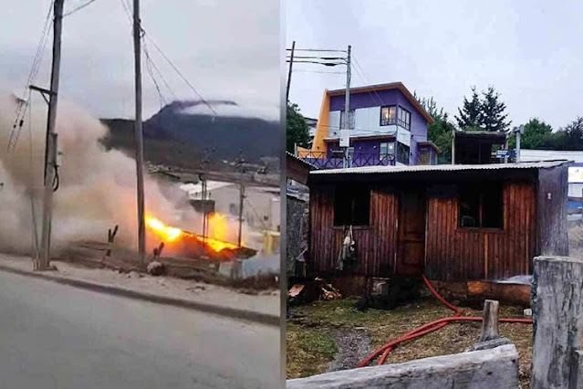 Incendio en Ushuaia en Soldado Aguila y Eva Peron