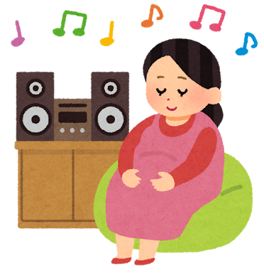 音楽を聴く妊婦のイラスト