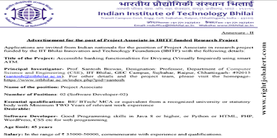 Project Associate BE BTech MCA Job Opportunities IIT