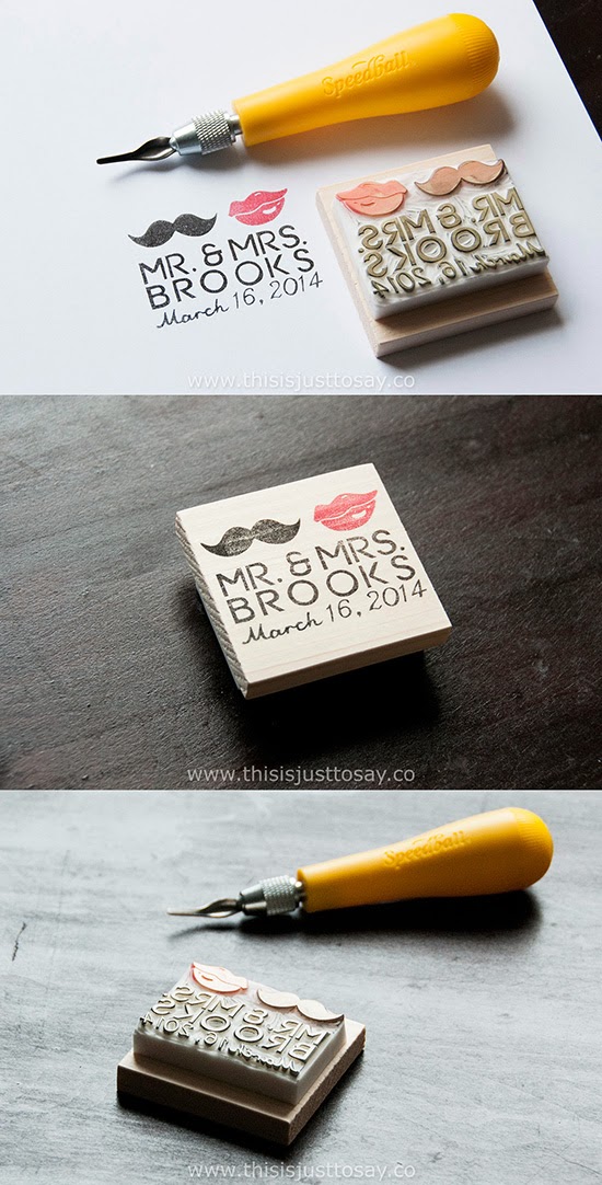  Lips & Mustache, Custom Wedding Stamp