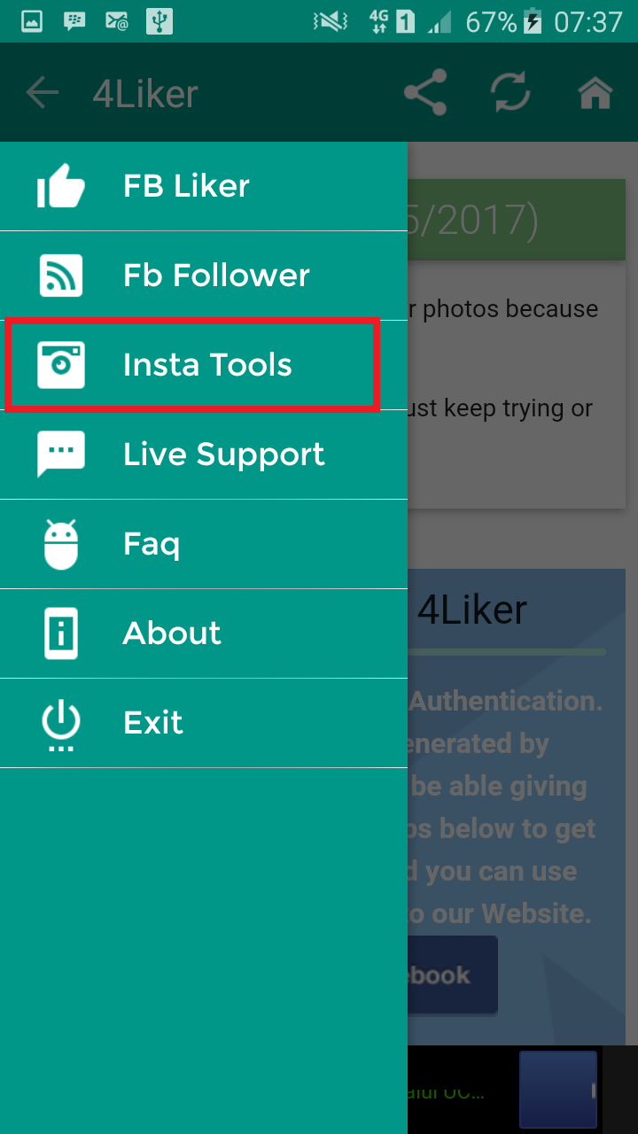 kemudian pilih insta tools setelah terbuka halaman berikutnya maka langkah selanjutnya adalah login dengan akun instagram anda di kolom yang telah - cara memperbanyak followers instagram otomatis