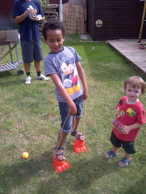 Spud and his cousin play with garden toys from Wilko