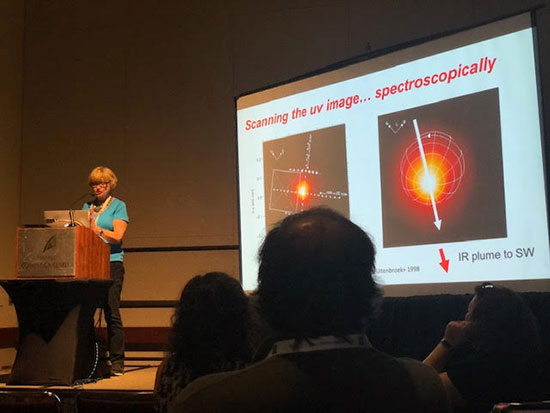 Andrea Dupree, CfA, compares images and spectra of stars at AAS 235 (Source: Palmia Observatory)