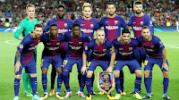 F. C. BARCELONA - Barcelona, España - Temporada 2017-18 - Ter Stegen, Umtiti, Rakitic, Busquets y Piqué; Leo Messi, Sesmedo, Dembélé, Iniesta, Luis Suárez y Jordi Alba. F. C. BARCELONA 3 (Leo Messi 2, Rakitic) JUVENTUS F. C. 0. 12/09/2017. Liga de Campeones de la UEFA, fase de grupos. Barcelona, Nou Camp