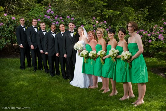 green wedding party