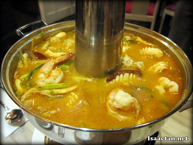 Signature Fire Pot with Seafood Tom Yam