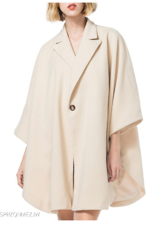 Fashion solid color lapel one-button cloak coat