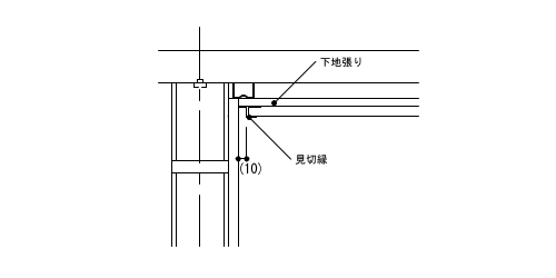 3-11-8　天井付き目地（軽量鉄骨壁下地）見切縁（下地張りありの場合）