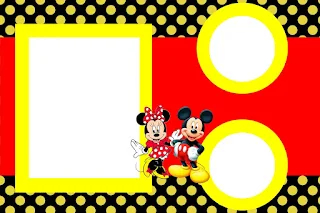 Minnie and Mickey in Red, Free Printable Invitations, Labels or Cards.