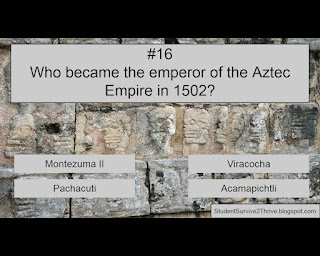 Who became the emperor of the Aztec Empire in 1502? Answer choices include: Montezuma II, Viracocha, Pachacuti, Acamapichtli