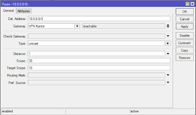 Setting PPTP VPN Client di Mikrotik