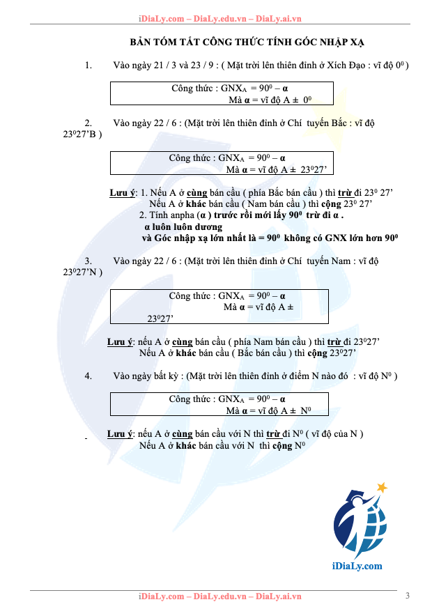 công thức địa lí