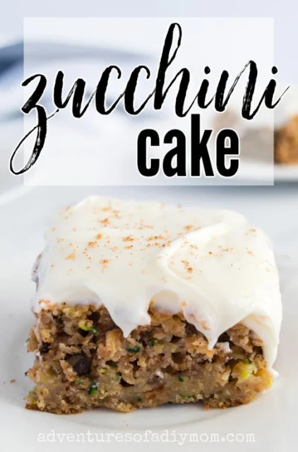 slice of zucchini cake with cream cheese frosting