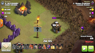 Using archers in clash of clans strategy game to clear corner buildings.