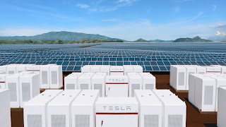 Solar Farm and Tesla Energy storage (Credit: Tesla) Click to Enlarge.