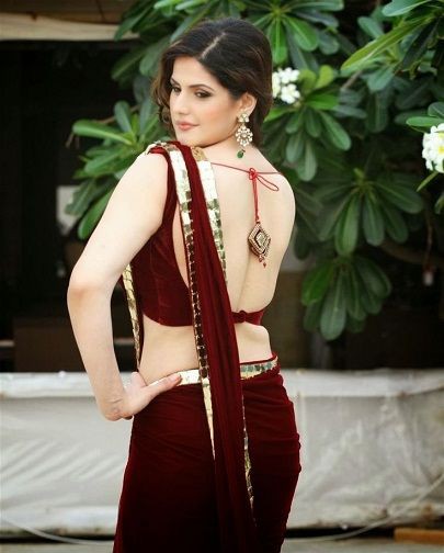 Zareen khan brown sare latest photo