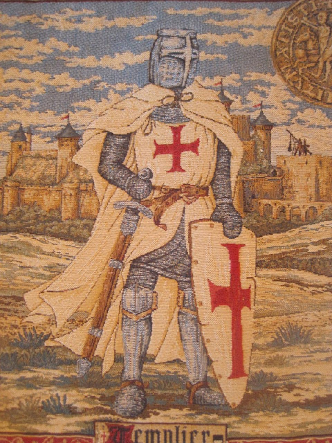 French Hand Painted Unused Tapestry Cushion Cover Of The Knights Templar | The Crusades to the Holy Land | Sacred Asylum