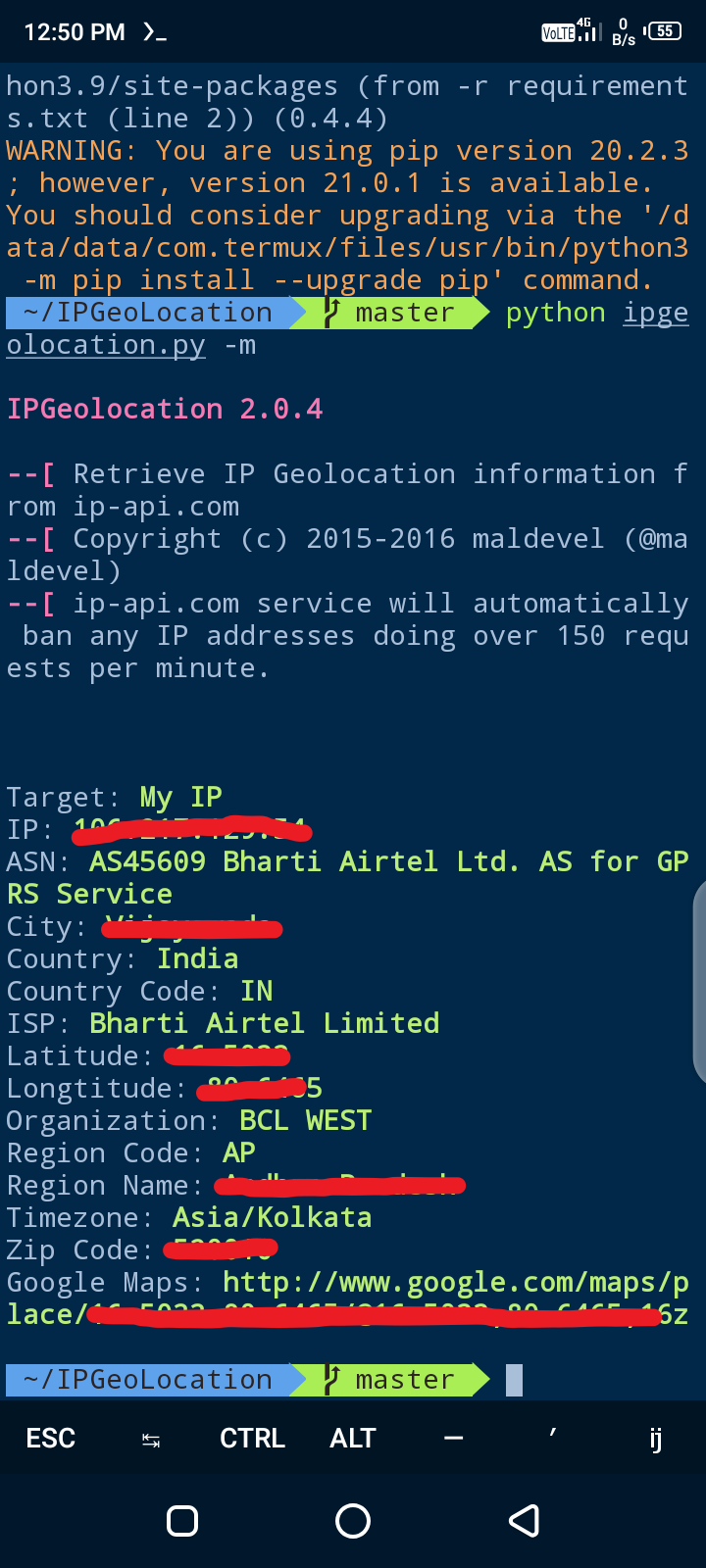 ip geolocation github termux