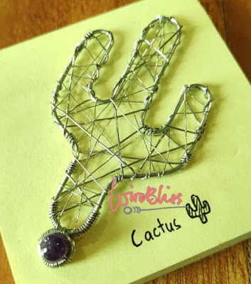 wire wrapped cactus on post it paper