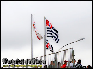 The flags of São Paulo City, São Paulo State and MMDC Veterans Society