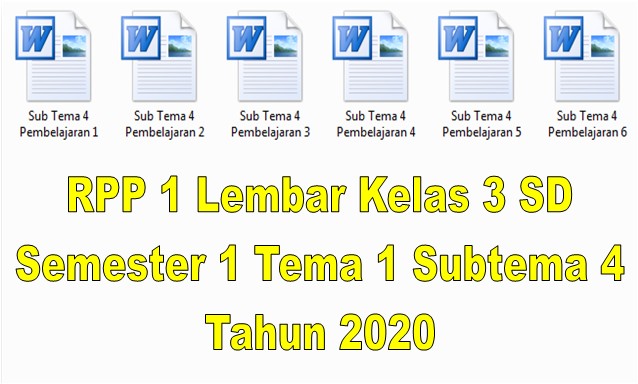 RPP 1 Lembar Kelas 3 SD Semester 1 Tema 1 Subtema 4 Tahun 2020 - Format Sekolah