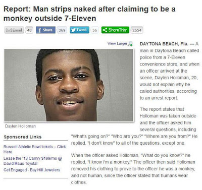 Florida Man Strips Naked pretending to be a Monkey article