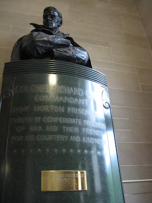 Monument of Col. Owen in entrance to IMU. (Photograph by Derek DiMatteo)