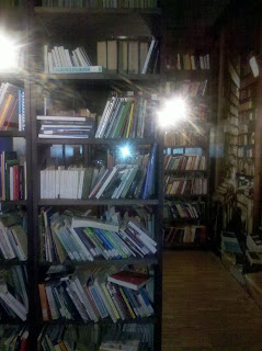 Packed bookshelves