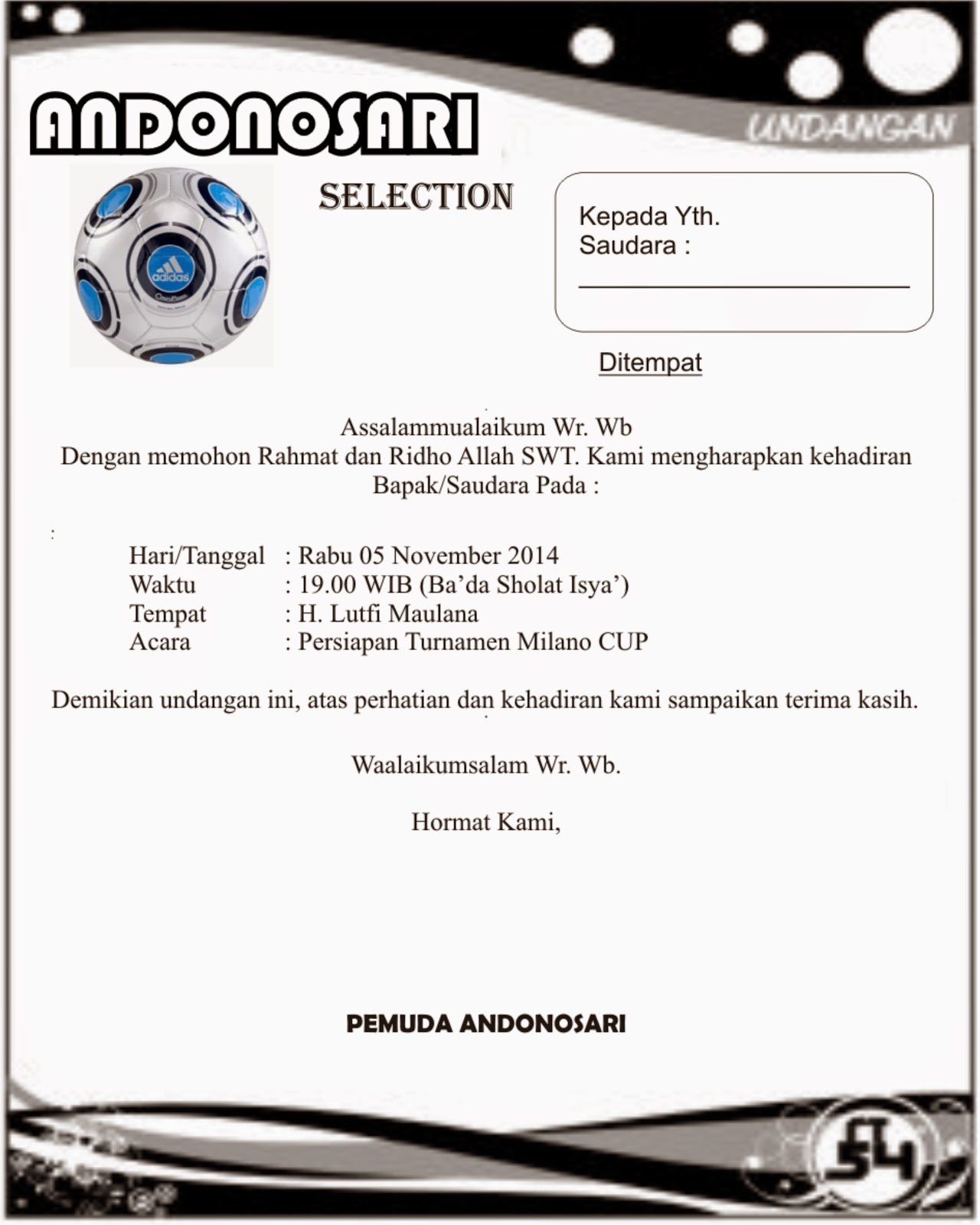 66 Koleksi Contoh Undangan Rapat Turnamen Terbaik Contoh Undangan 1732021 Contoh surat undangan rapat sepak bola joonka.