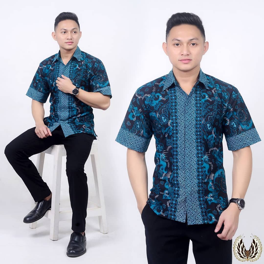 Model Batik Pria Kombinasi Polos  Lengan Panjang Dan Pendek 