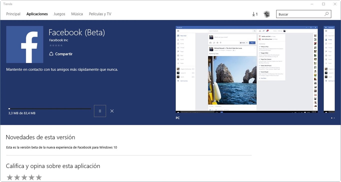 Facebook-beta-UWP
