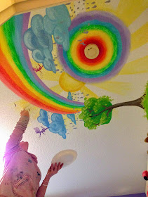 childrens mural, portland muralist, portland mural artist, kids room mural, rainbow mural, fairy mural