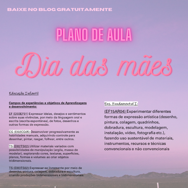 Plano de aula do DIA DAS MÃES - em PDF para baixar